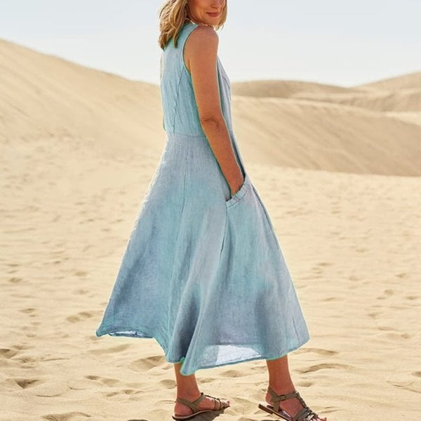 🔥 Last Day Promotion 48% OFF 🔥Women's Sleeveless Cotton And Linen Dress
