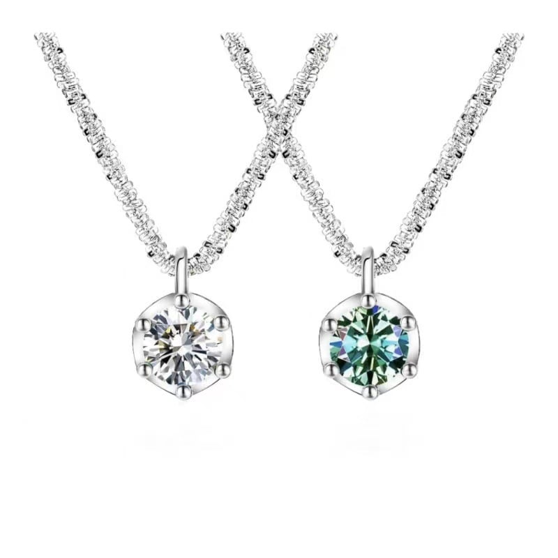 Six Claw Prong Solitaire Diamond Necklace
