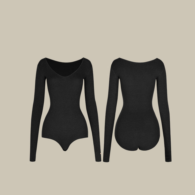 Z Women's Black Round Neck Long Sleeve DanceWear Bodysuit Leotards