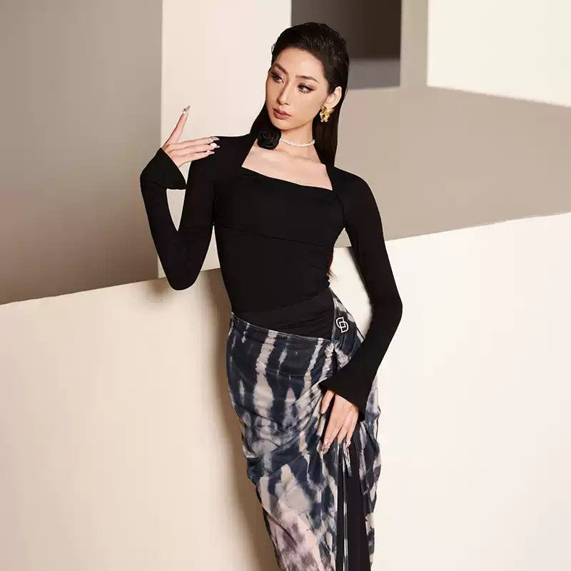 YES Women's Long Sleeves Latin Dance Tops Dance Wear Training Performance Dance Tops