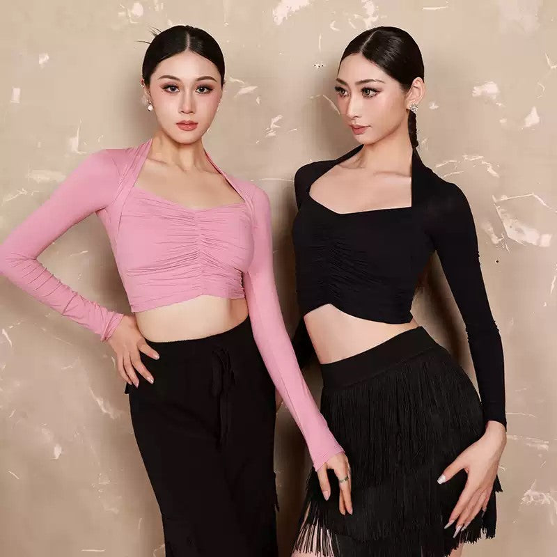YES Women's Long Sleeves Latin Dance Tops Dance Wear Training Performance Dance Tops