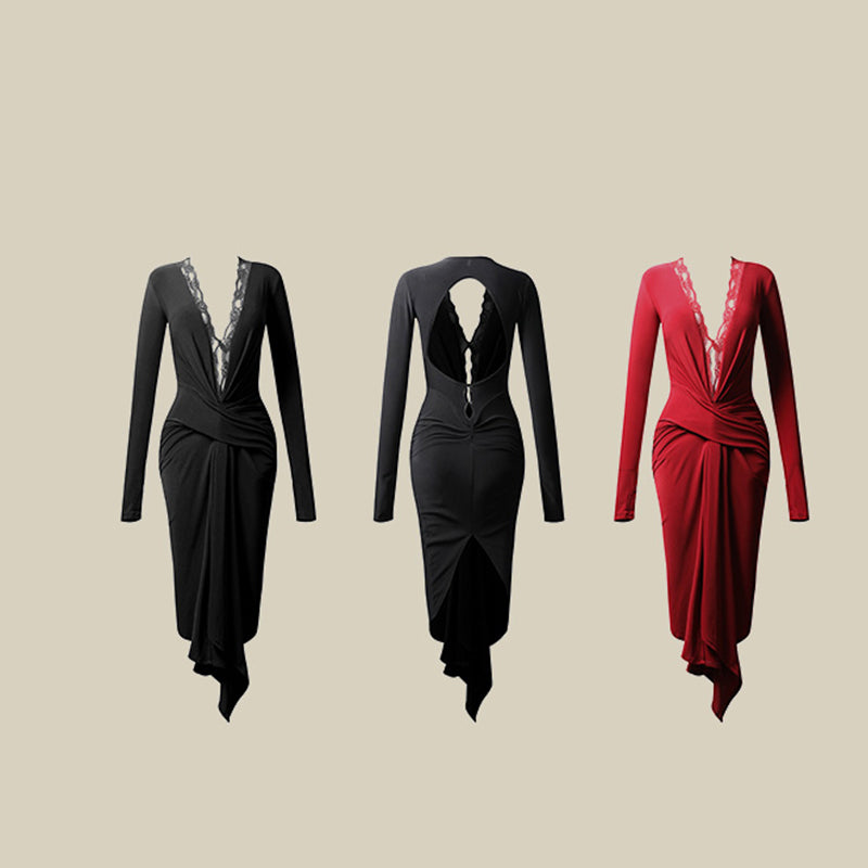 Z Women's V-Neck Dance Dress Dance Wear Training Performance Dress