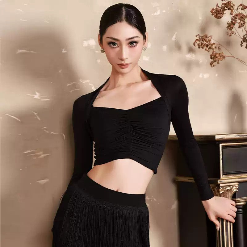 YES Women's Long Sleeves Latin Dance Tops Dance Wear Training Performance Dance Tops