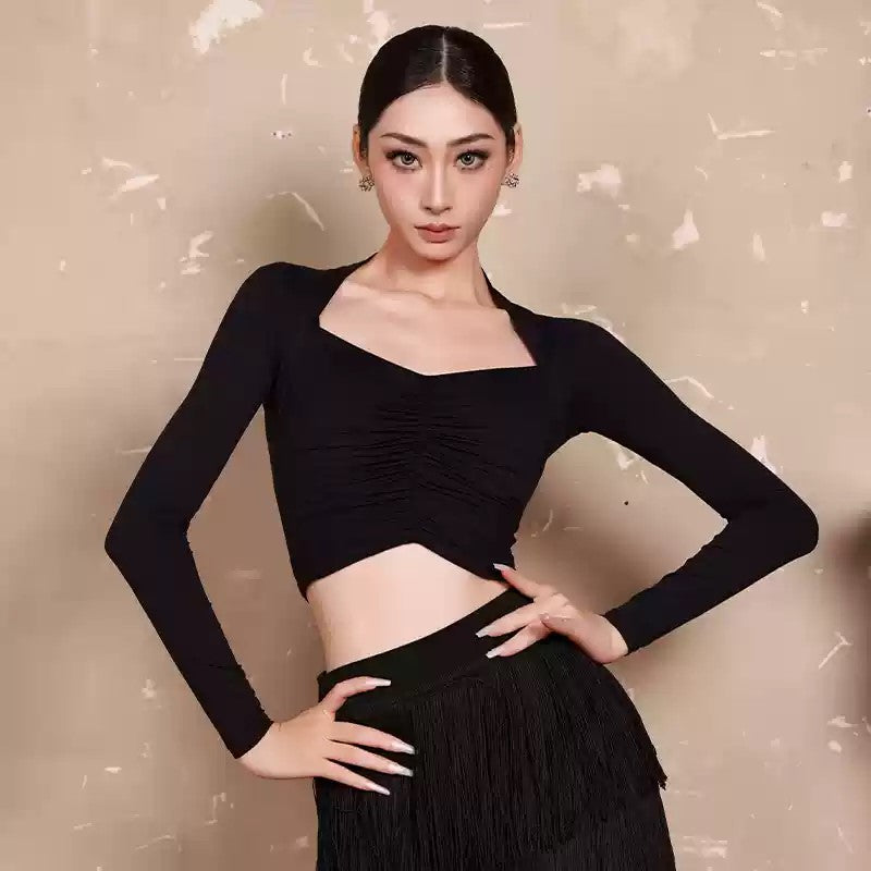 YES Women's Long Sleeves Latin Dance Tops Dance Wear Training Performance Dance Tops