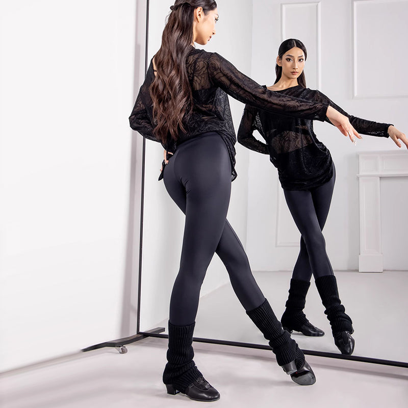 YES Women's Black High Waist Pants Latin Dance Wear Training Performance Pants