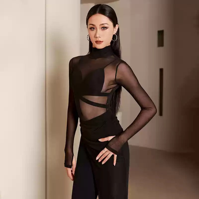 YES Women's Black Dance Wear Training Performance Mesh Skirts