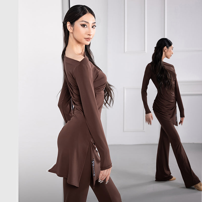 YES Women's Long Sleeves Latin Dance Tops DanceWear Training Performance Dance Tops