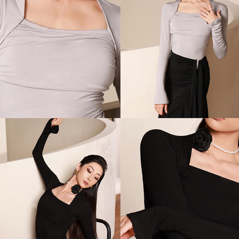 YES Women's Long Sleeves Latin Dance Tops Dance Wear Training Performance Dance Tops