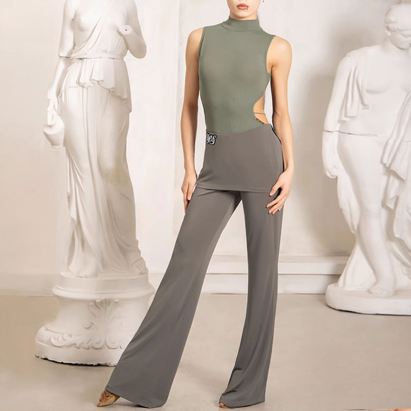 YES Women's High Waist Pants Latin Dance Wear Training Performance Pants