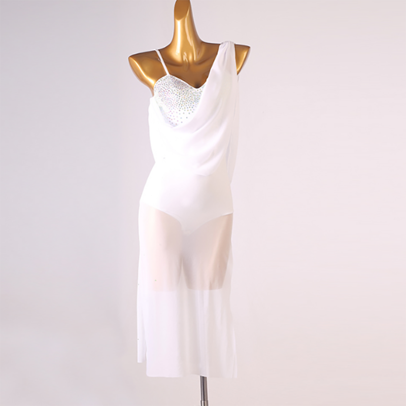 Customisable-Women's One Shoulder Latin Dance Dress Rumba Dance Practice Dresses Performance Dresses