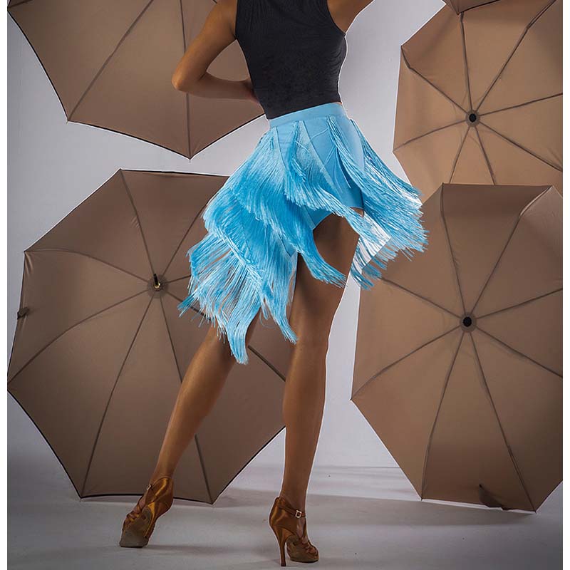 WJJ Women's Tassel Latin Dance Skirt Standard Training Clothes