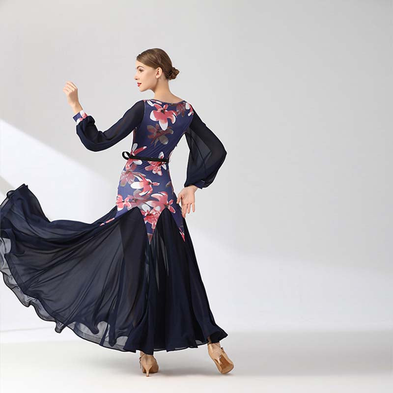 Women's Round Neck Print Modern Ballroom Dance Dress Swing Dress Training Performance Dress
