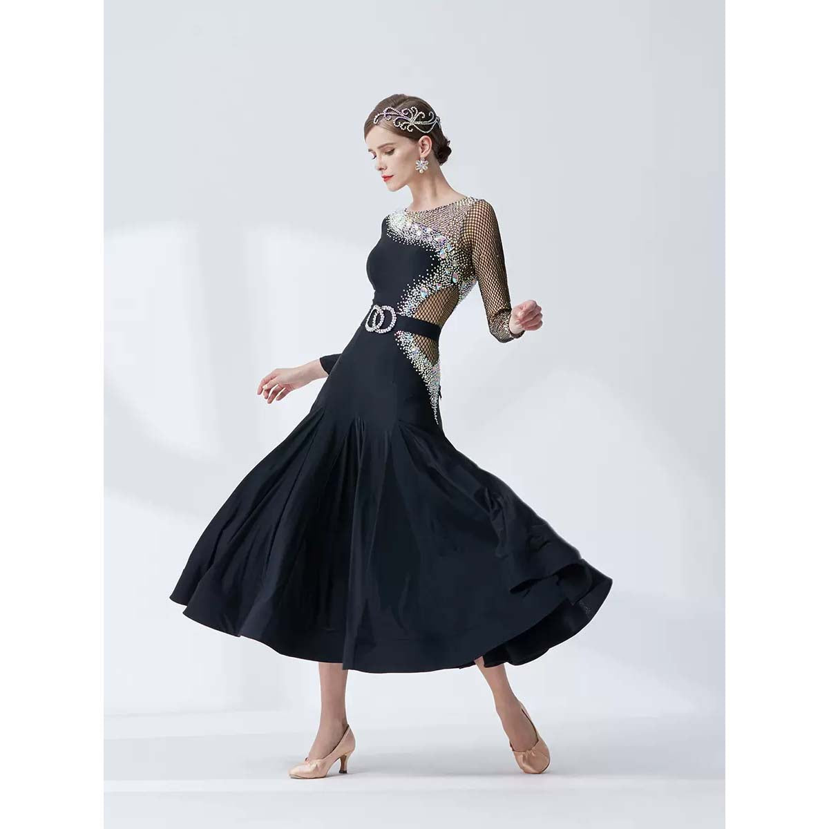 YUN Customisable-Women's Diamonds Ballroom Dancewear Modern Cotillion Waltz Dance Dress