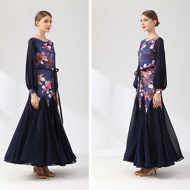 Women's Round Neck Print Modern Ballroom Dance Dress Swing Dress Training Performance Dress