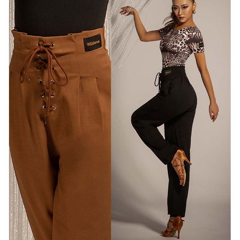 WJJ Women's High-waist Rope-tied National Standard Dance Pants Training Clothes
