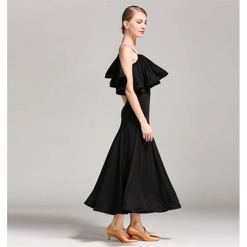 Women's Lotus Leaf Modern Dance Dress Ballroom Dancing Costume Training Performance Dress