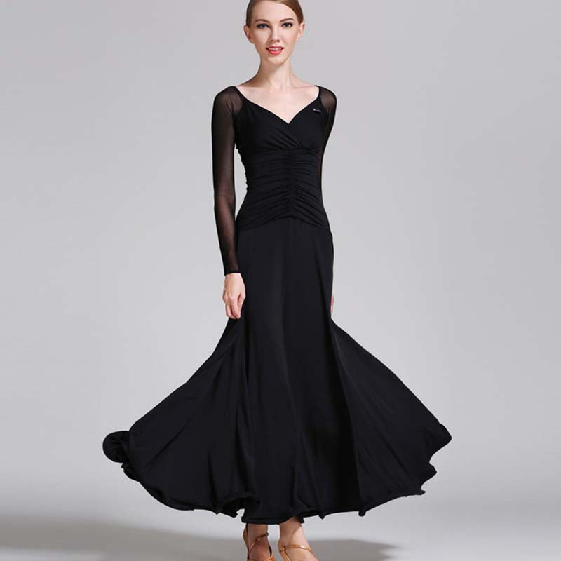 Women's Long Sleeve V-Neck Modern Dance Costume Ballroom Dance Dress