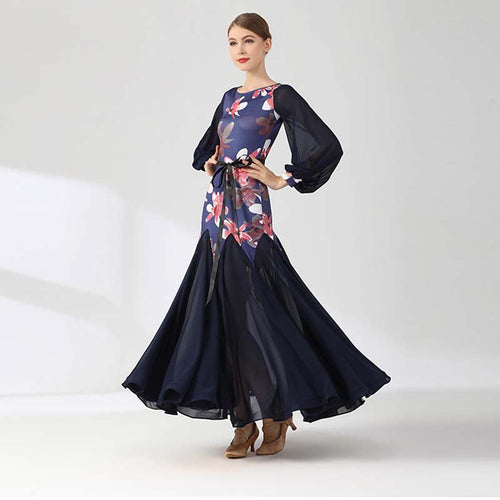 Women's Round Neck Print Modern Ballroom Dance Dress Swing Dress Training Performance Dress