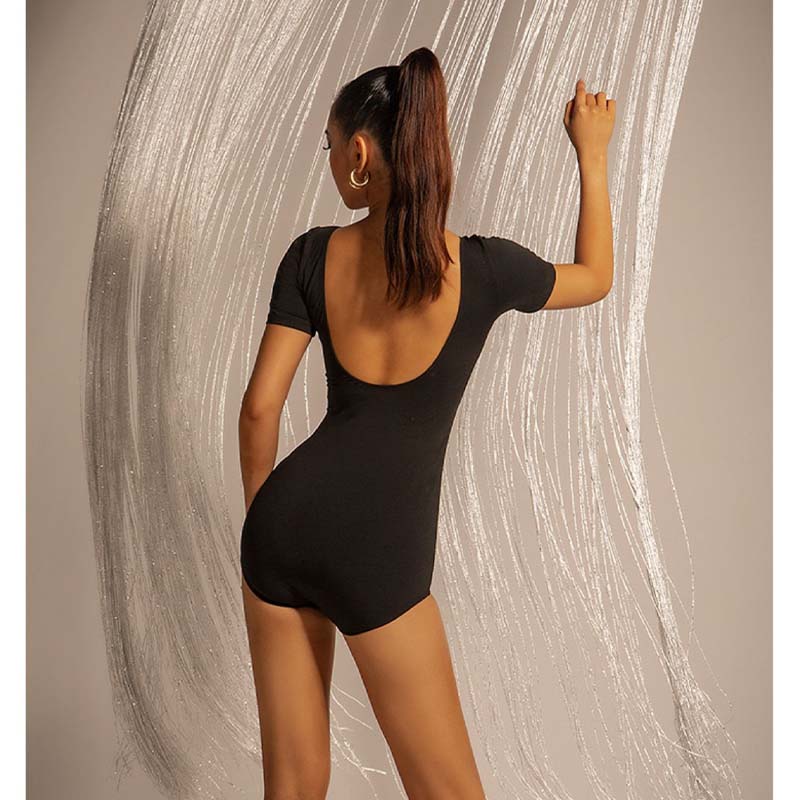 WJJ Women's Big Backless Dance Bodysuit Ballroom Dance Tops Professional Training Clothes