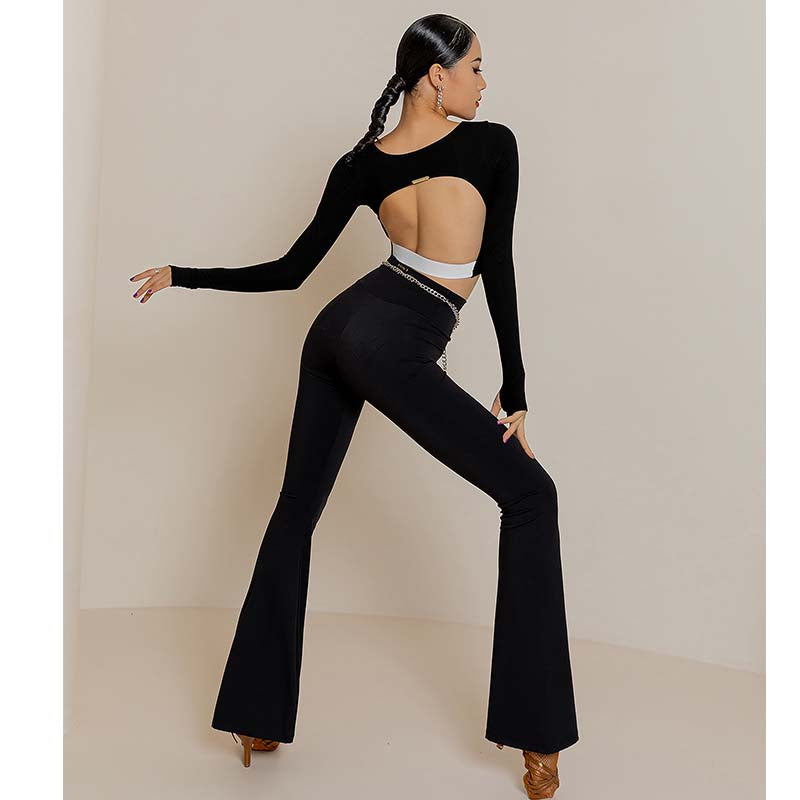 YES Women's High Waist Pants Latin Dance Wear Training Performance Pants