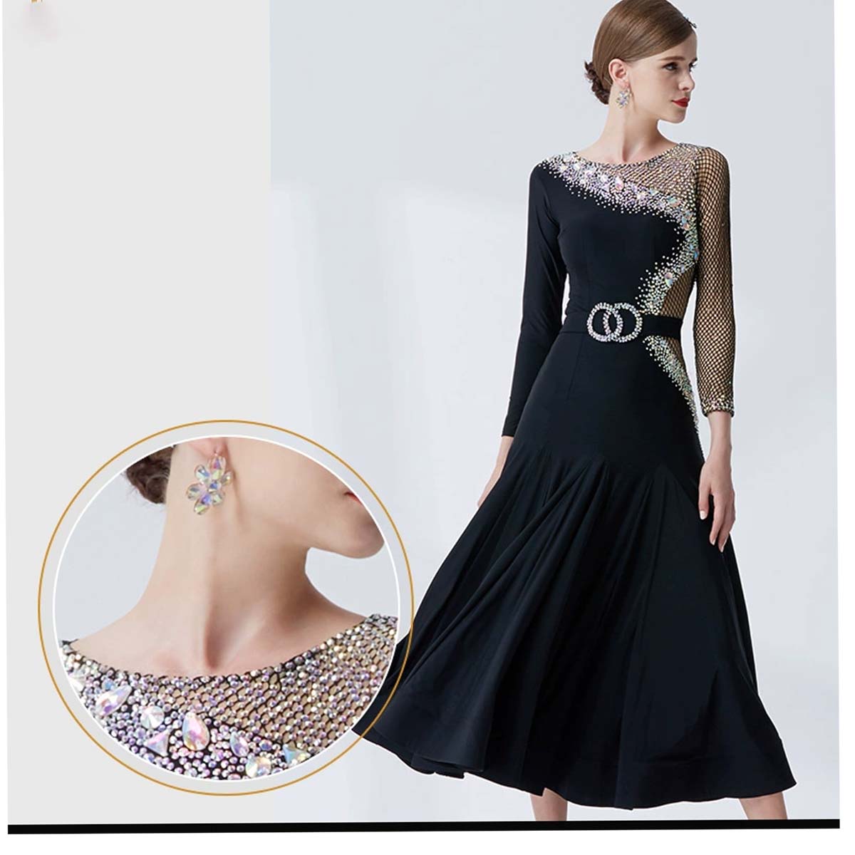YUN Customisable-Women's Diamonds Ballroom Dancewear Modern Cotillion Waltz Dance Dress