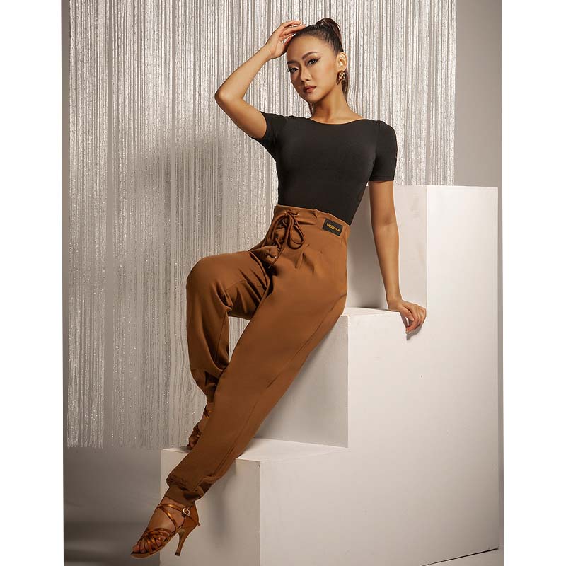 WJJ Women's High-waist Rope-tied National Standard Dance Pants Training Clothes