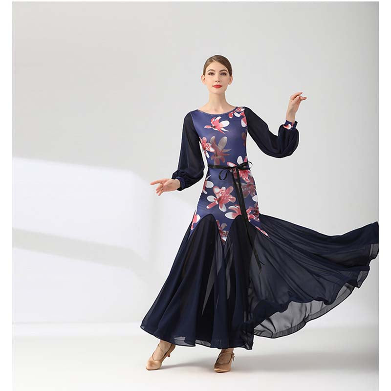 Women's Round Neck Print Modern Ballroom Dance Dress Swing Dress Training Performance Dress
