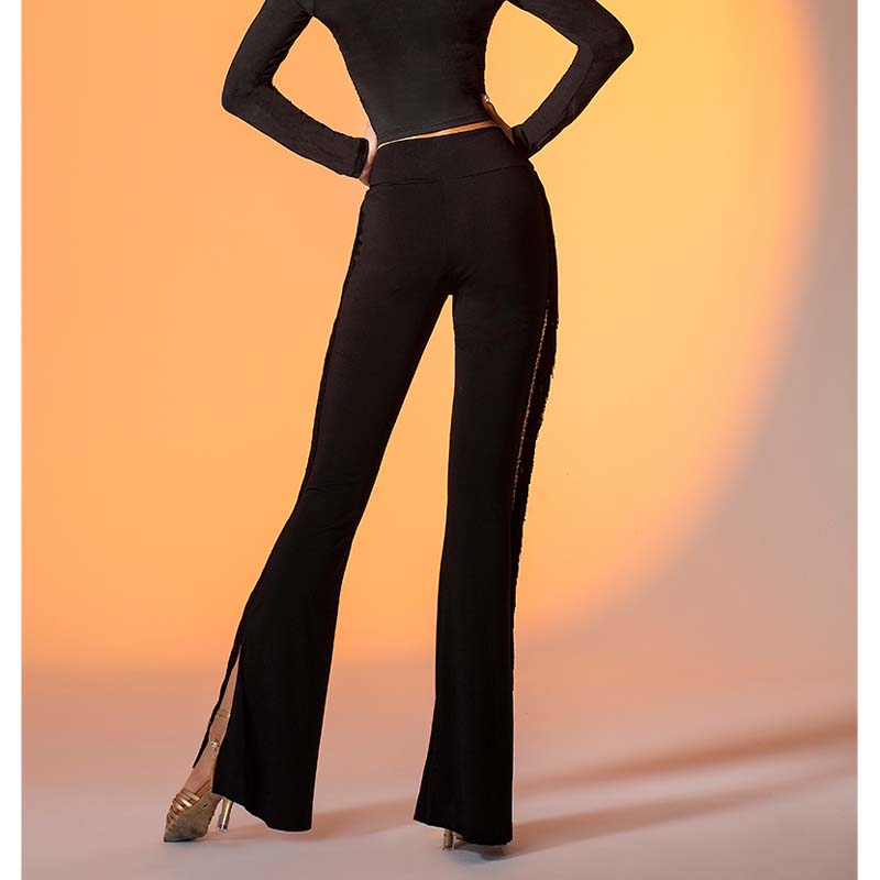 WJJ Women's High-waist Tassels Latin Dancewear Training Performance Dance Pants