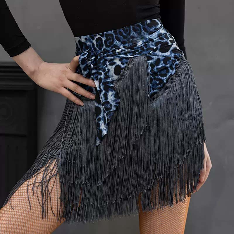 YES Women's Print One-piece Tassel Latin Dance Skirt Hip Scarf Dancewear Training Skirt
