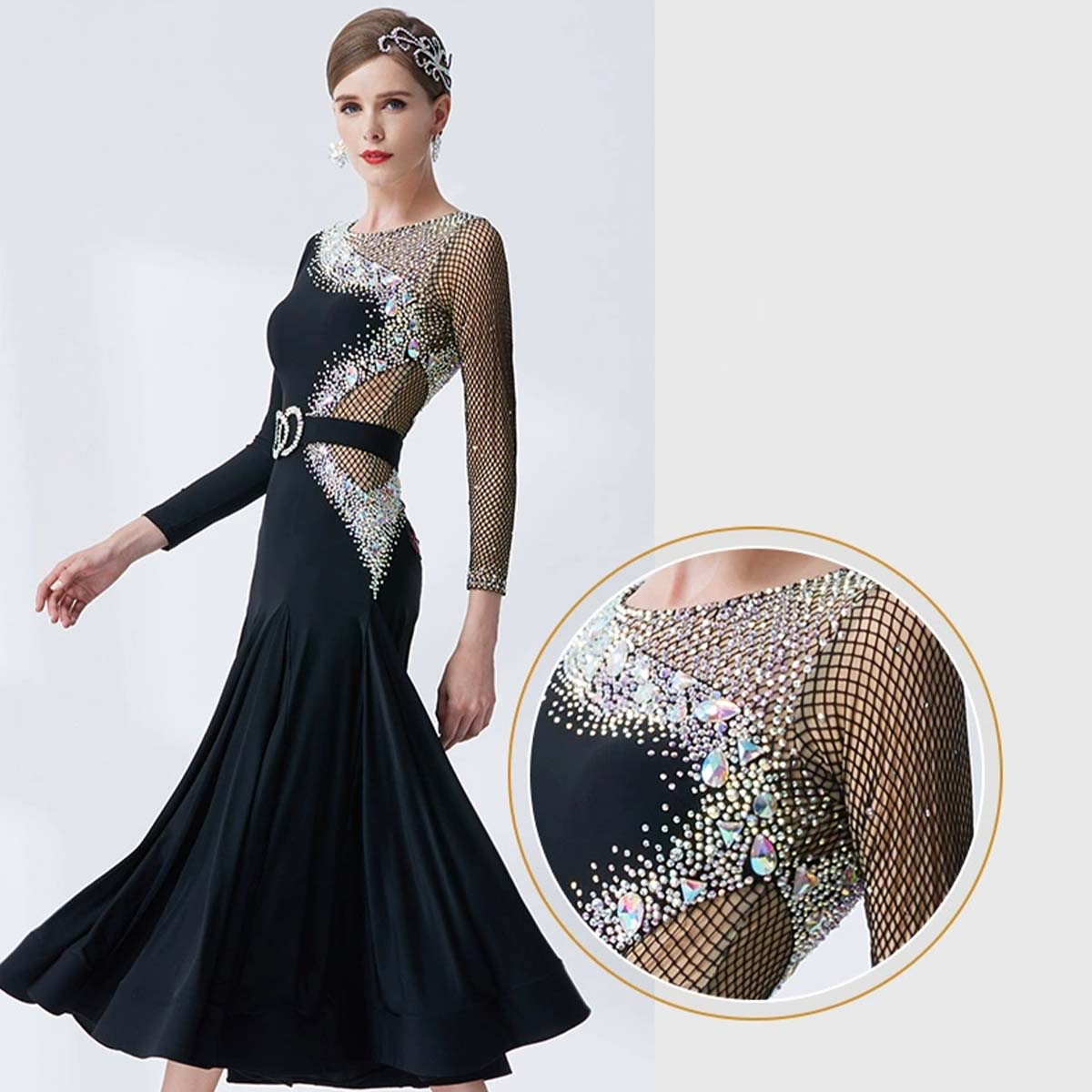 YUN Customisable-Women's Diamonds Ballroom Dancewear Modern Cotillion Waltz Dance Dress