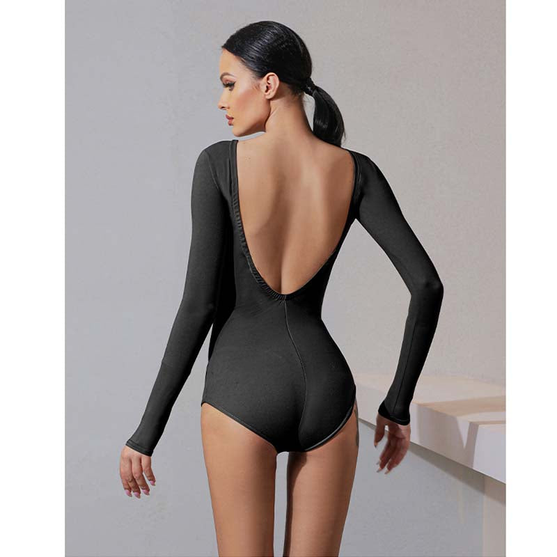 Z Women's Milk Silk Long Sleeve Bodysuit Practice Dance Wear Practice