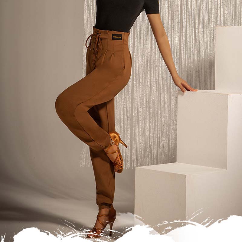 WJJ Women's High-waist Rope-tied National Standard Dance Pants Training Clothes