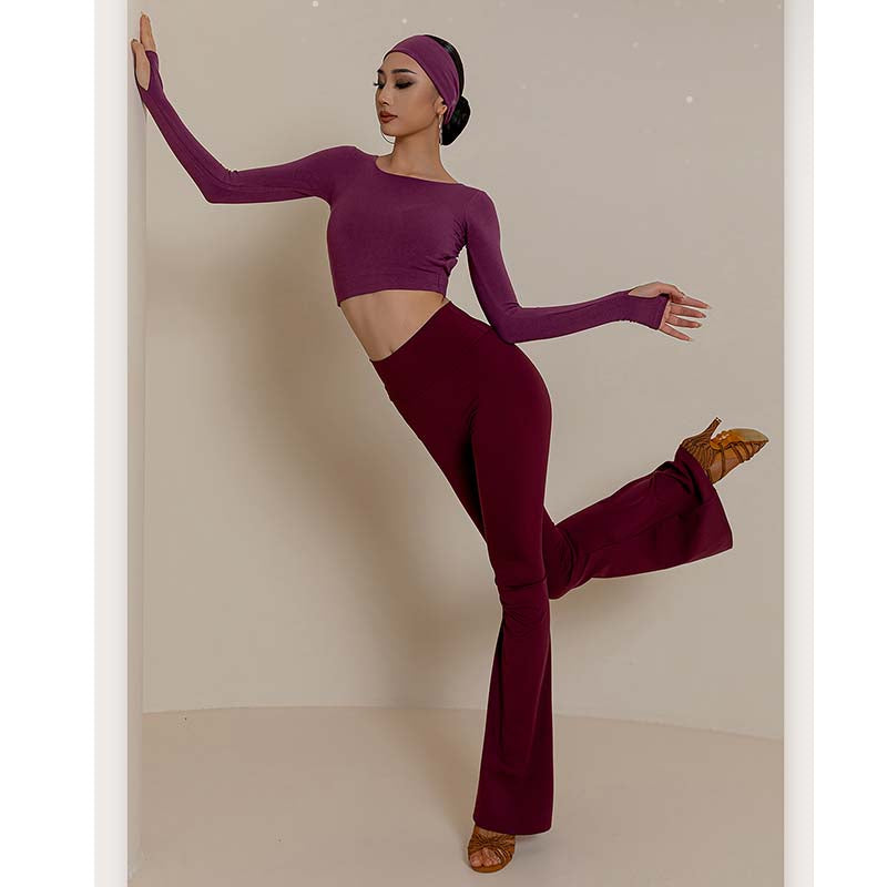 YES Women's High Waist Pants Latin Dance Wear Training Performance Pants