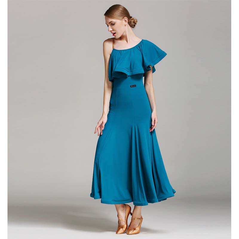 Women's Lotus Leaf Modern Dance Dress Ballroom Dancing Costume Training Performance Dress