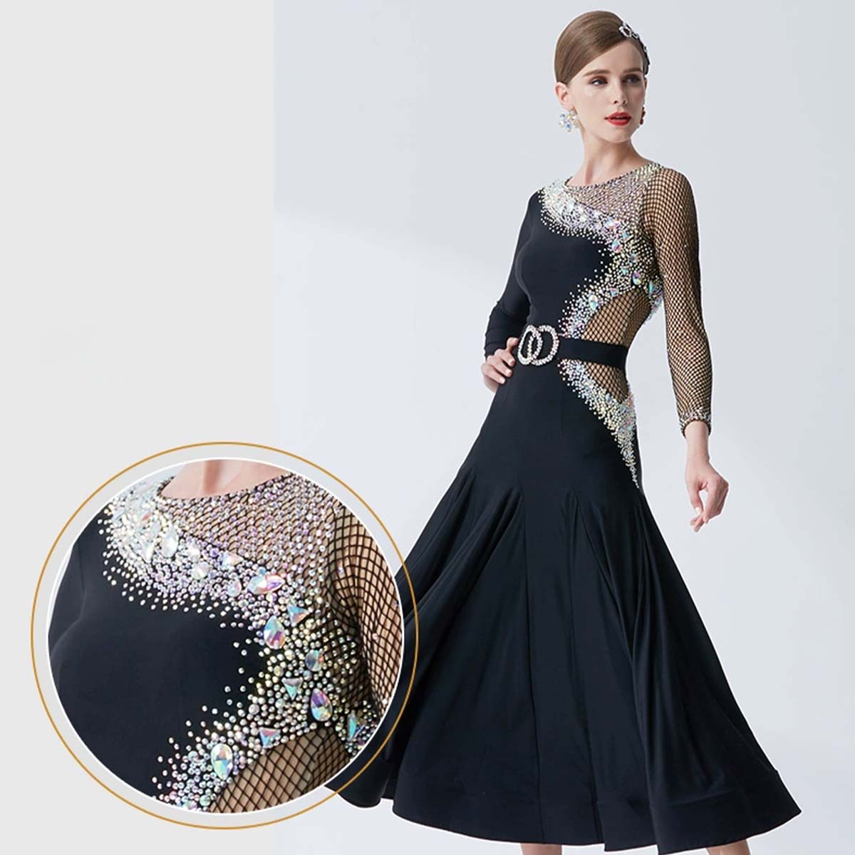 YUN Customisable-Women's Diamonds Ballroom Dancewear Modern Cotillion Waltz Dance Dress
