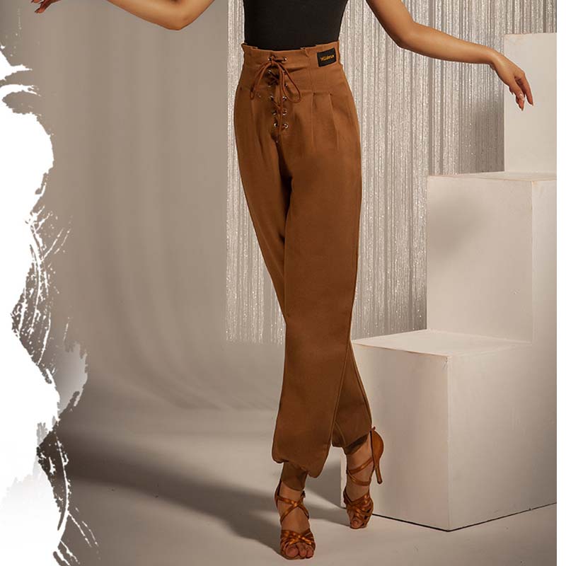 WJJ Women's High-waist Rope-tied National Standard Dance Pants Training Clothes