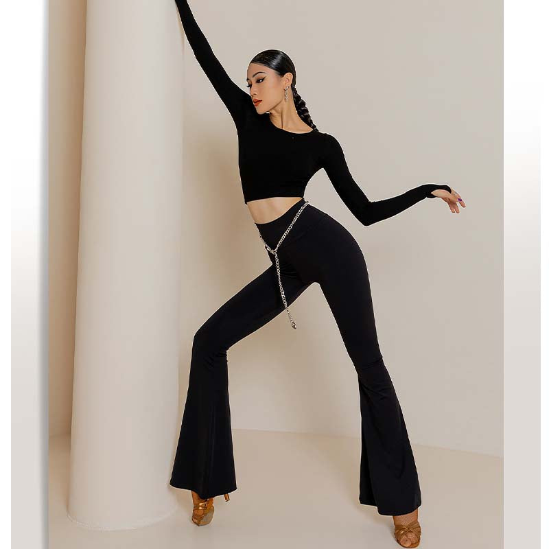 YES Women's High Waist Pants Latin Dance Wear Training Performance Pants