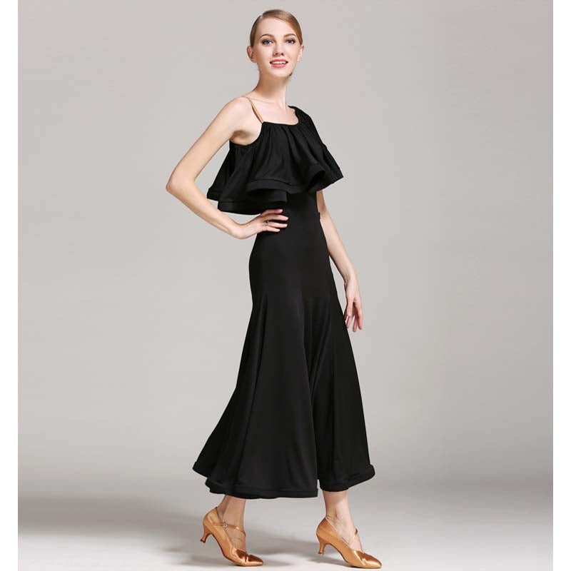Women's Lotus Leaf Modern Dance Dress Ballroom Dancing Costume Training Performance Dress