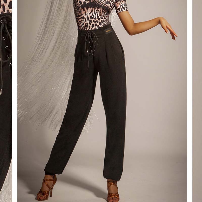 WJJ Women's High-waist Rope-tied National Standard Dance Pants Training Clothes