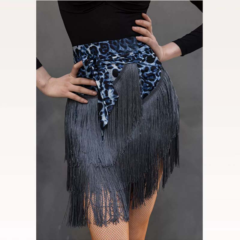 YES Women's Print One-piece Tassel Latin Dance Skirt Hip Scarf Dancewear Training Skirt