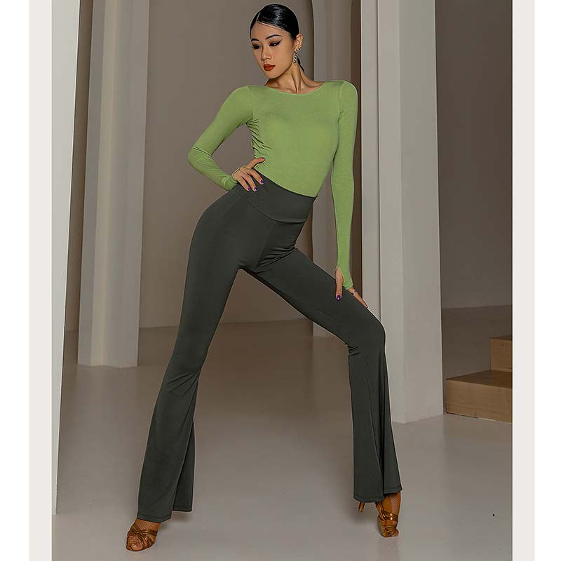 YES Women's High Waist Pants Latin Dance Wear Training Performance Pants