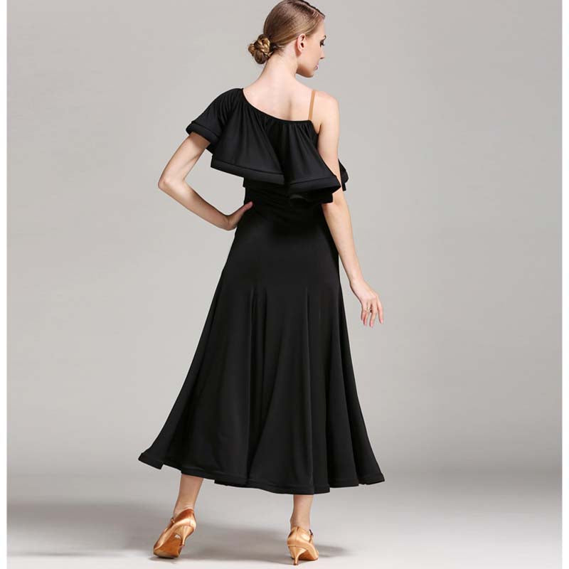 Women's Lotus Leaf Modern Dance Dress Ballroom Dancing Costume Training Performance Dress