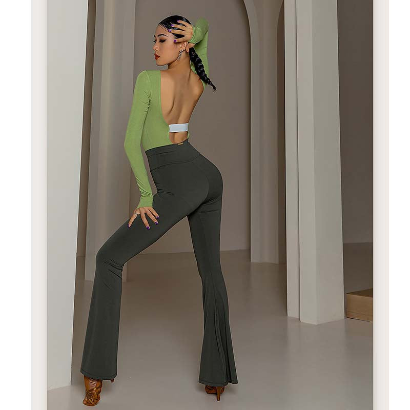 YES Women's High Waist Pants Latin Dance Wear Training Performance Pants
