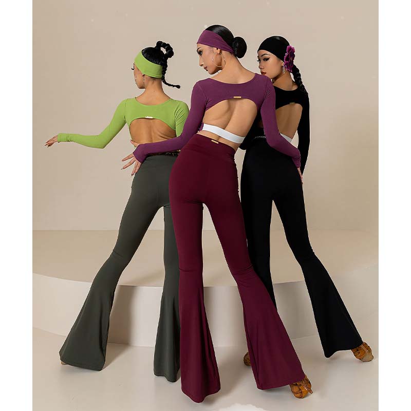 YES Women's High Waist Pants Latin Dance Wear Training Performance Pants