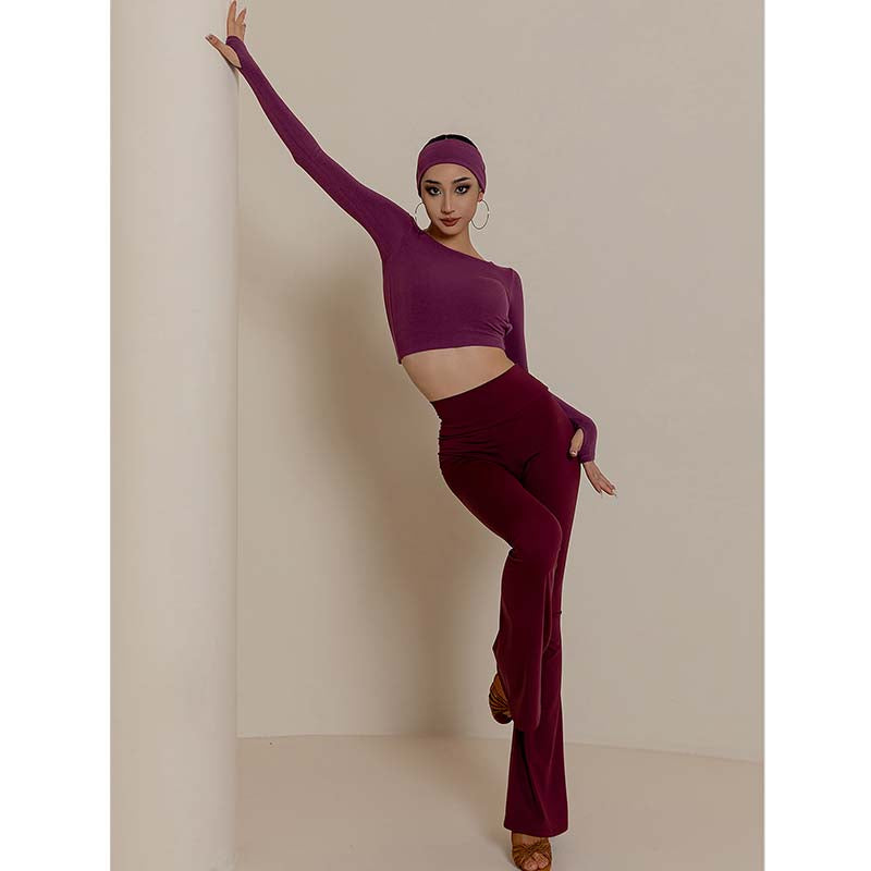 YES Women's High Waist Pants Latin Dance Wear Training Performance Pants