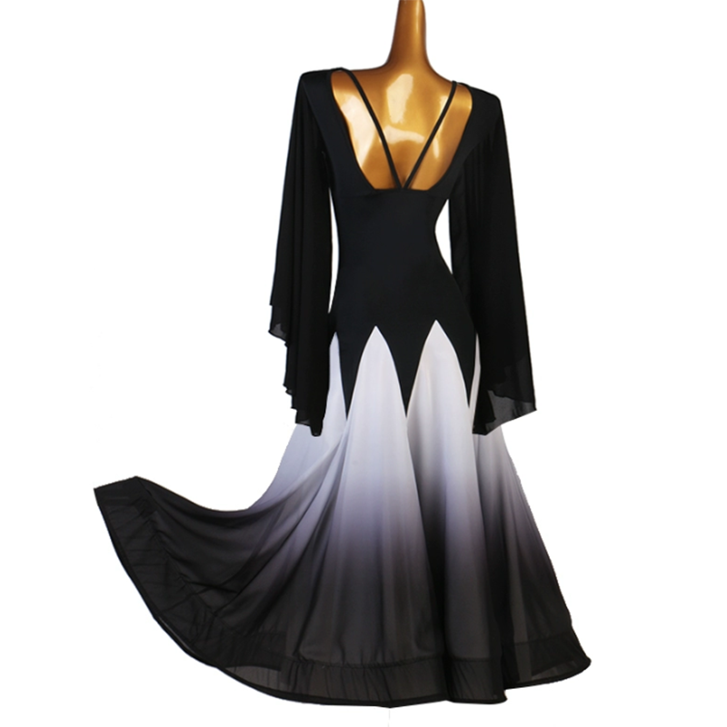 Customisable-Women's Horn Sleeve Modern Dance Performance Dress Ballroom Dance Dress