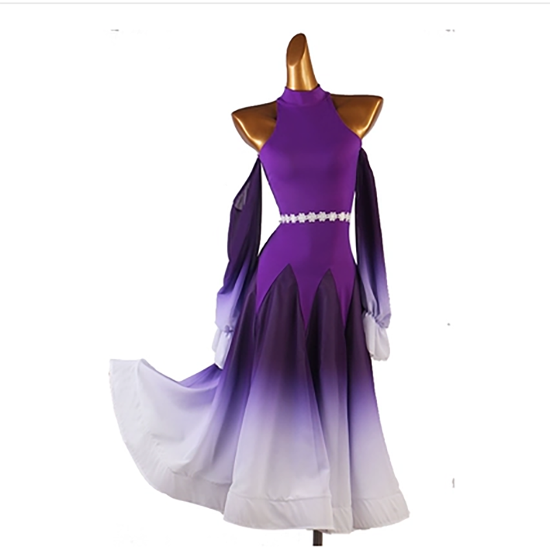 Customisable-Women's Long Sleeve Modern Dance Performance Dress Ballroom Dance Dress