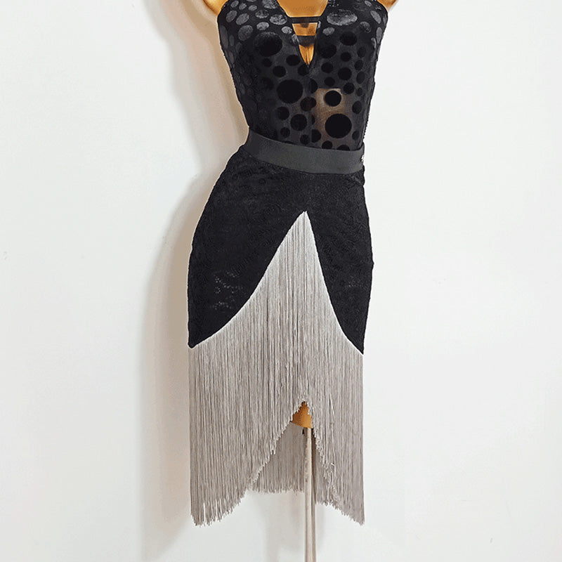 Women's Milk Silk Tassel Dance Skirt Training Performance Dancewear