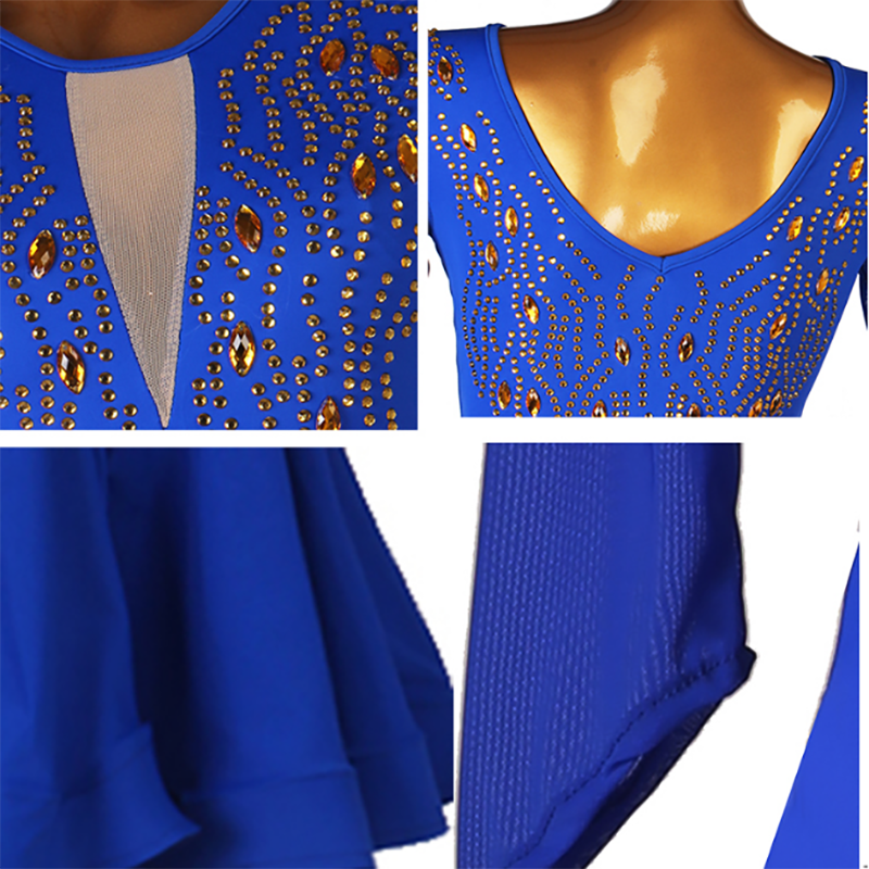 Customisable-Women's Long Sleeves Sleeves Rumba Latin Dance Dresses Performance Dresses