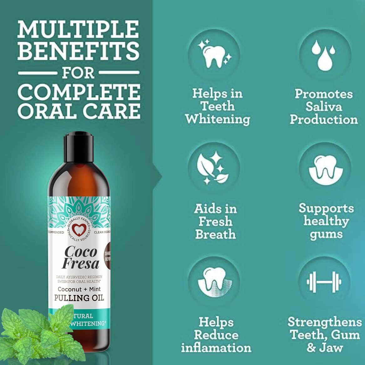 Coco Fresa™️ Coconut Mint Pulling Oil Mouthwash (Alcohol-Free)